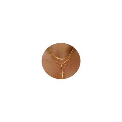 Dainty 14K Gold Layered Necklace Set for Women
