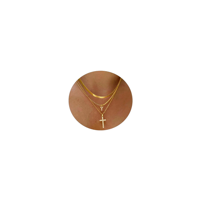 Dainty 14K Gold Layered Necklace Set for Women