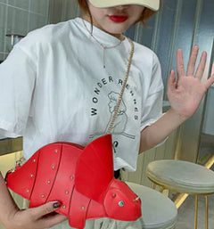 Chic Mini Triceratops Crossbody Handbag for Girls