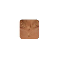 Cuzmly Gold Layered Necklace for Women Stackable 14k Gold Plated Stack Choker Necklaces for Women Trendy Dainty Layering Circle Pendant Chain Necklace Set Stack Fashion Jewelry for Women