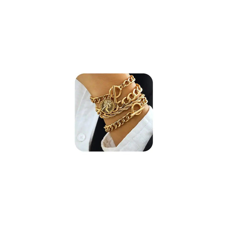Boho Chic Gold 4-piece Bracelet Set - Adjustable & Stackable